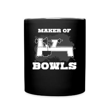 Wood Turner Workshop Lathe Woodturning - Full Colour Mug - black - Front