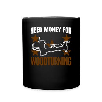 Wood Turner Lathe Woodturning Workshop - Full Colour Mug - black - Front