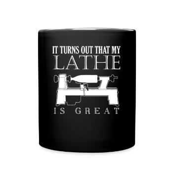 Lathe Woodturning Wood Turner Carpenter - Full Colour Mug - black - Front