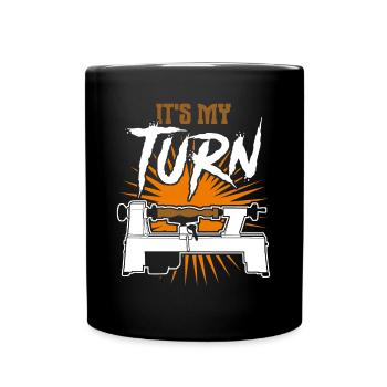 Lathe Woodturning Workshop Wood Turner - Full Colour Mug - black - Front