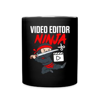 Video-Editor Ninja Lustiges Videofilmer-Video - Tasse einfarbig - Schwarz - Vorne