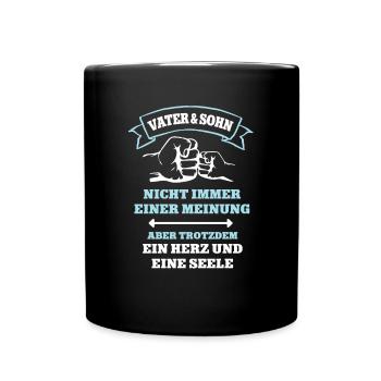 Vater Sohn Partnerlook Papa und Sohn Familie Team - Tasse einfarbig - Schwarz - Vorne
