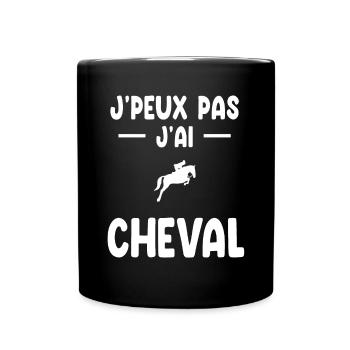 Ich kann nicht Ich habe Pferd Mann Geschenk Reiter - Tasse einfarbig - Schwarz - Vorne