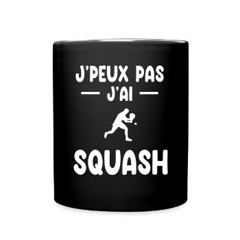 je peux pas j'ai squash cadeau badiste - Mug uni - noir - Devant