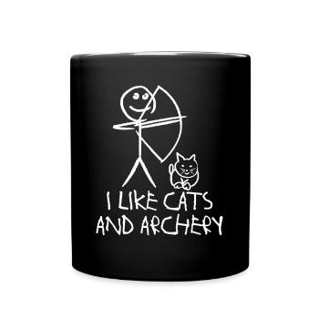 Archery Cat Long Bow Archer Compound Bow - Full Colour Mug - black - Front