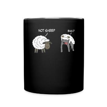 Sheep with Dog - Full Colour Mug - black - Front