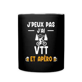 cycliste je peux pas j'ai VTT apéro - Mug uni - noir - Devant