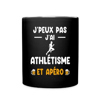 athlète je peux pas j'ai athlétisme courir apéro - Mug uni - noir - Devant