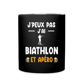 Biathlet Ich kann nicht Ich kann Biathlon Aperitif haben - Tasse einfarbig - Schwarz - Vorne