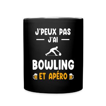 bouliste je peux pas j'ai bowling apéro - Mug uni - noir - Devant