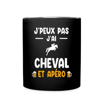 Reiter Ich kann nicht Ich habe Pferd Mann Aperitif - Tasse einfarbig - Schwarz - Vorne