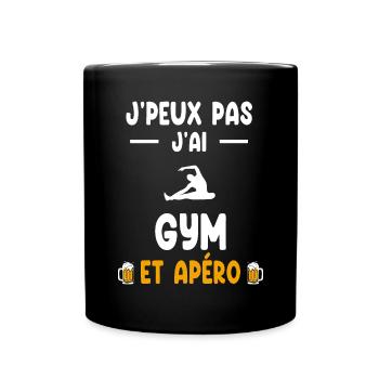 gymnaste je peux pas j'ai gym apéro - Mug uni - noir - Devant