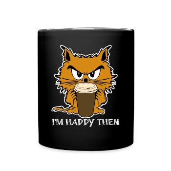 Cat Grumpy Misanthrope Sarcasm Unhappy - Tasse einfarbig - Schwarz - Vorne