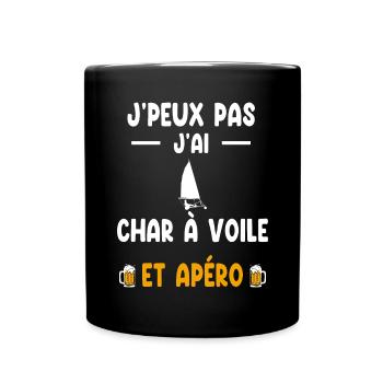 conducteur je peux pas j'ai char à voile apéro - Mug uni - noir - Devant