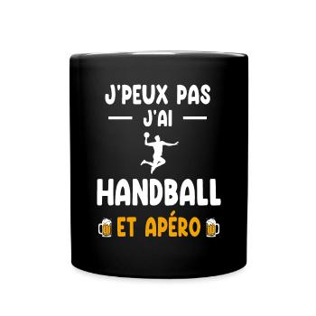 Handballer Ich kann nicht Ich habe Handball Aperitif - Tasse einfarbig - Schwarz - Vorne