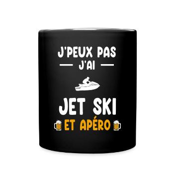 Jetskifahrer Ich kann nicht Ich kann einen Jetski-Aperitif haben - Tasse einfarbig - Schwarz - Vorne