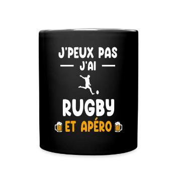 rugby player I can't I have rugby aperitif - Full Colour Mug - black - Front