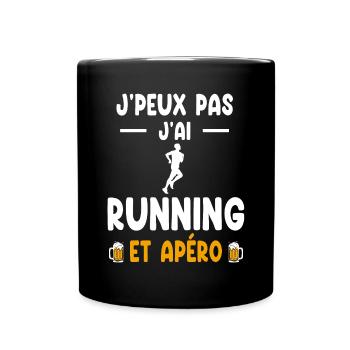 coureur je peux pas j'ai running apéro - Mug uni - noir - Devant