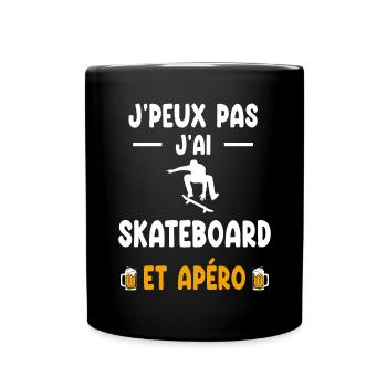 skateboardeur je peux pas j'ai skateboard apéro - Mug uni - noir - Devant