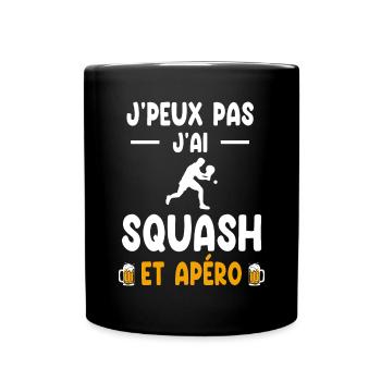 badiste je peux pas j'ai squash apéro - Mug uni - noir - Devant