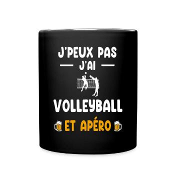 Volleyballspieler Ich kann nicht Volleyball Aperitif trinken - Tasse einfarbig - Schwarz - Vorne