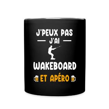 wakeboardeur je peux pas j'ai wakeboard apéro - Mug uni - noir - Devant