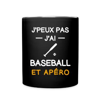 je peux pas j'ai baseball apéro baseballeur - Mug uni - noir - Devant
