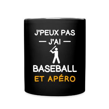 je peux pas j'ai baseball apéro baseballeur - Mug uni - noir - Devant