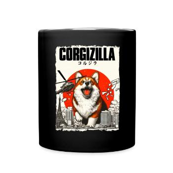 Corgi chien Corgizilla Drôle de chien Design Corgi - Mug uni - noir - Devant