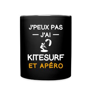 I can't I have Kitesurfing Aperitif Kitesurfer - Tasse einfarbig - Schwarz - Vorne