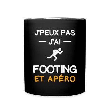 je peux pas j'ai footing apéro coureur - Mug uni - noir - Devant