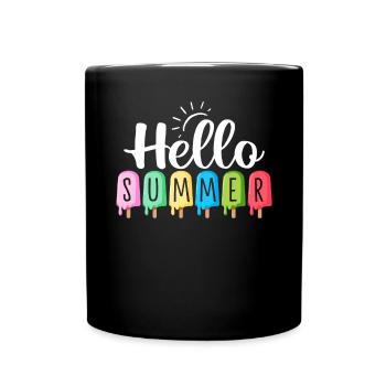 Hallo Sommer Eis am Stiel Lustige Sommer Snacks Gefroren - Tasse einfarbig - Schwarz - Vorne