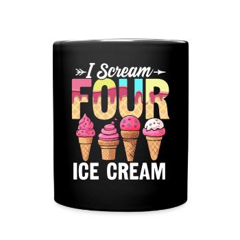 Je crie quatre glaces drôle 4e anniversaire La Reine des neiges - Mug uni - noir - Devant