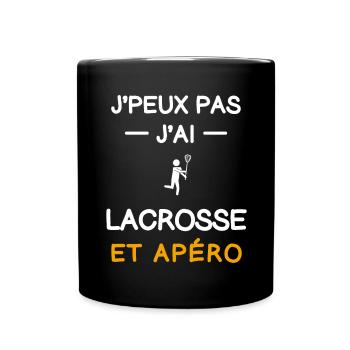 je peux pas j'ai lacrosse apéro hockeyeur - Mug uni - noir - Devant