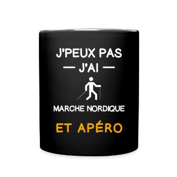 je peux pas j'ai marche nordique apéro marcheur - Mug uni - noir - Devant