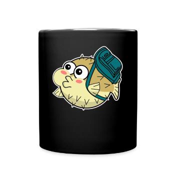 Puffer Fish with Backpack - Tasse einfarbig - Schwarz - Vorne