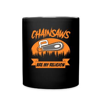 Chainsaw Fire Wood Chain Saw Chainsaws - Full Colour Mug - black - Front