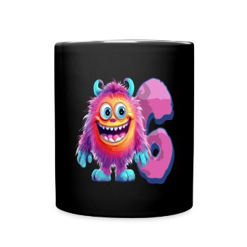 Monster-design Für Kinder – Sechs Jahre - Tasse einfarbig - Schwarz - Vorne