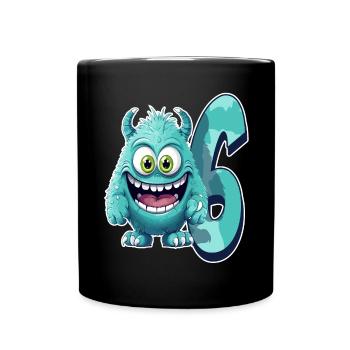 Monster-design Für Kinder – Sechs Jahre - Tasse einfarbig - Schwarz - Vorne