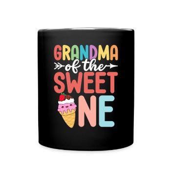 Grandma Of The Sweet One Funny Grandma Ice Cream - Full Colour Mug - black - Front