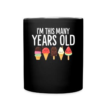 Ich bin so viele Jahre alt 5. Geburtstag Lustiges Eis - Tasse einfarbig - Schwarz - Vorne