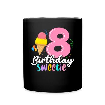 Lustiges Eis 8. Geburtstag Gefrorenes Dessert Acht - Tasse einfarbig - Schwarz - Vorne