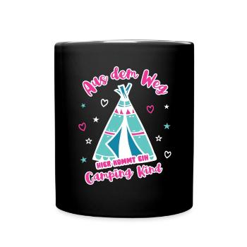 Camping Kind Campen Zelt Reise Camper Zelten - Tasse einfarbig - Schwarz - Vorne