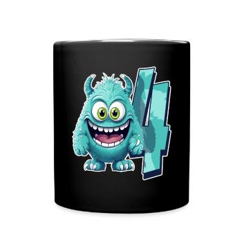 Monster design for children – four years - Full Colour Mug - black - Front
