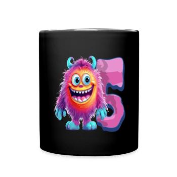 Monster Design for Kids – Five Years - Full Colour Mug - black - Front