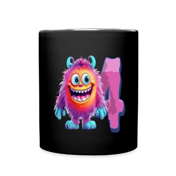 Monster design for children – four years - Full Colour Mug - black - Front