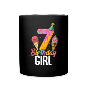 7 Birthday Girl Funny Ice Cream Birthday Frozen - Full Colour Mug - black - Front