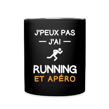 je peux pas j'ai running apéro coureur - Mug uni - noir - Devant