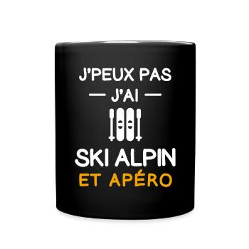 Ich kann nicht haben Ich Ski Alpin Aperitif Skifahrer - Tasse einfarbig - Schwarz - Vorne