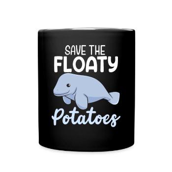 Save The Floaty Potatoes Funny Manatee Sea - Full Colour Mug - black - Front